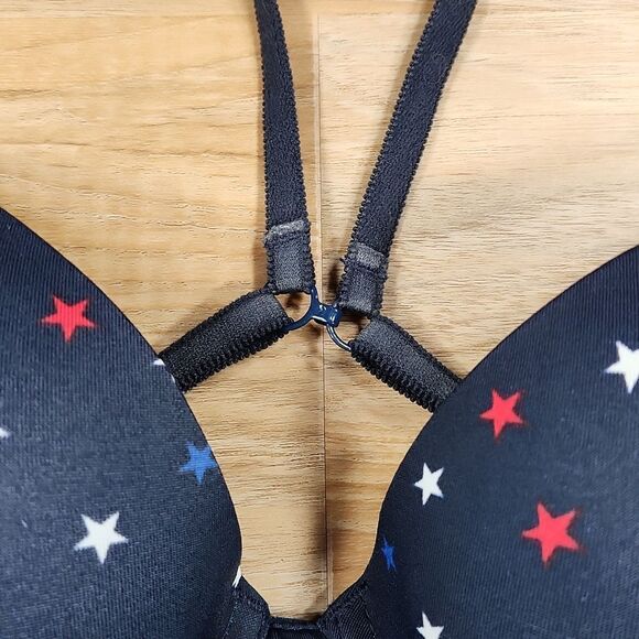 💜Tommy Hilfiger Blue Star Print Micro Push-up Bra 34C - Picture 7 of 10